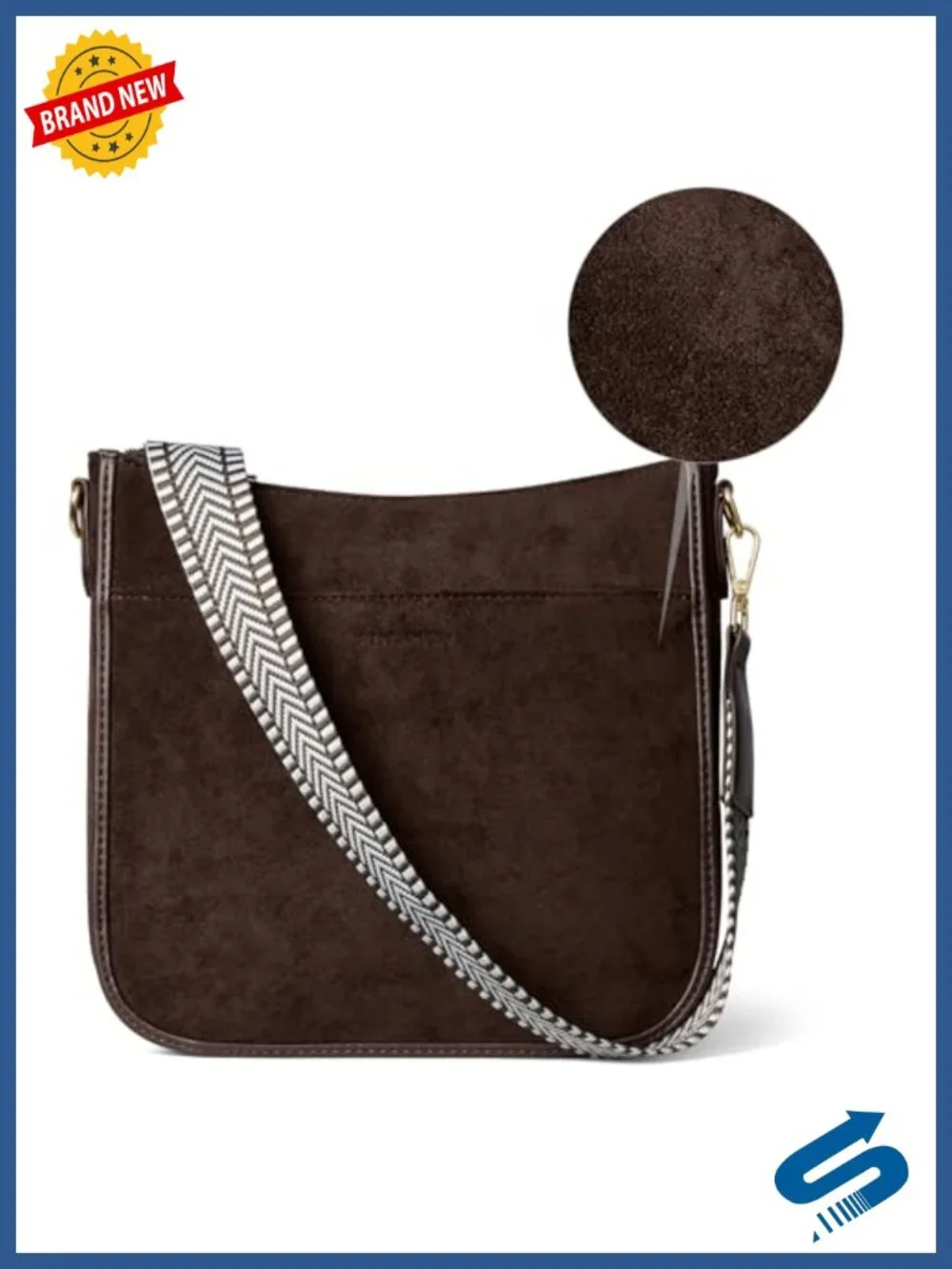 Vegan Leather Hobo Crossbody Bag with Wide Strap